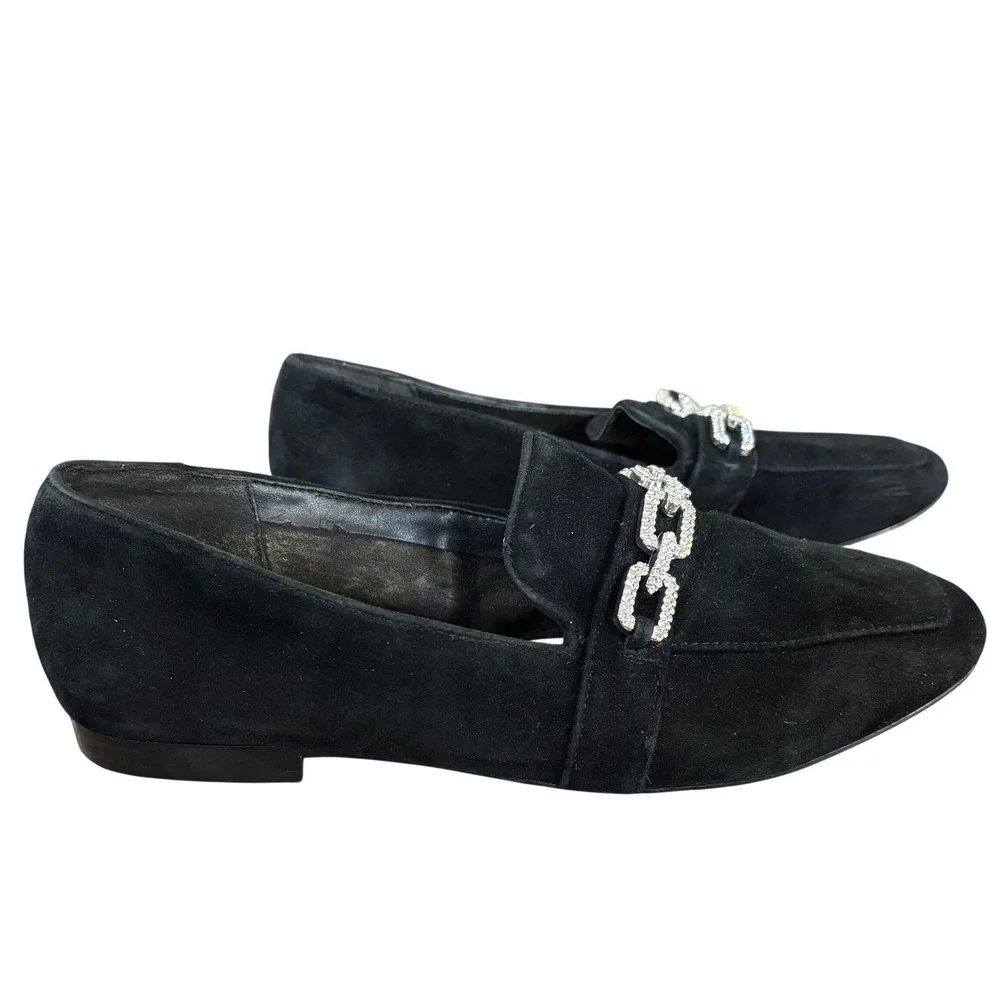 ALDO Embellished Suede Loafers Sz 8 Black‎ Dressy